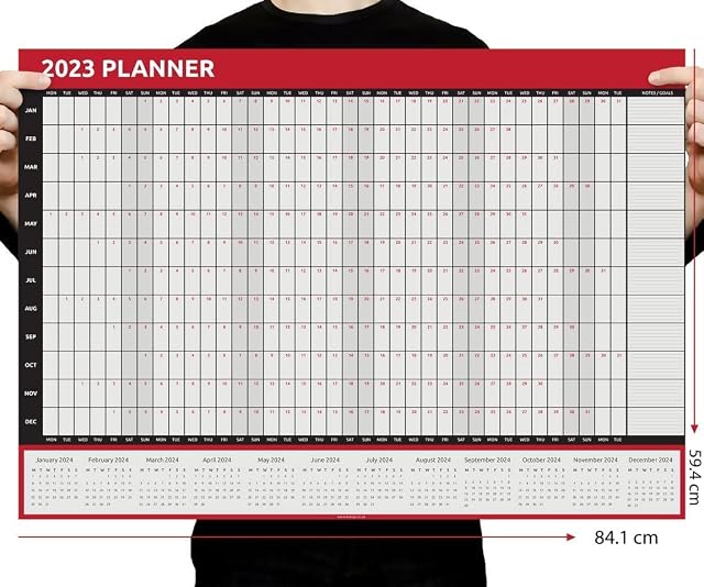 2023 Wall Planner Calendar A1 Size (84cm x 59cm) full Year to view Calendar Home Office Work runs jan to Dec JAN DEC