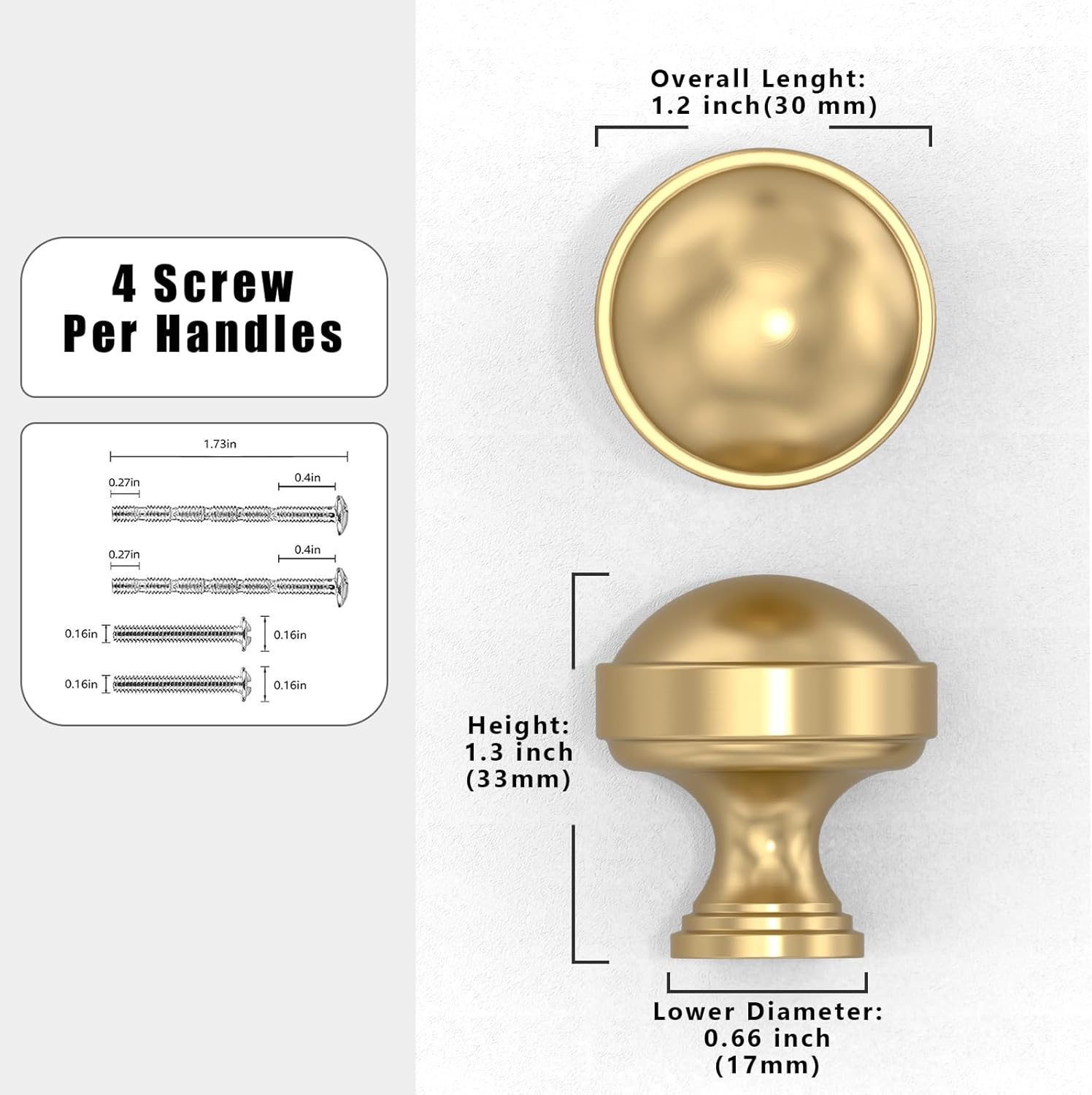 10 Pack Champagne Bronze Cabinet Knobs 1-1/5 Inch(30mm) Single Hole Cabinet Pulls Round Kitchen Cabinet Knobs