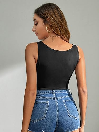 Miniatura 2 de Verdusa Atuendos de los años 70 para mujer, camiseta corta sin mangas con cuello en V y flecos de guipur