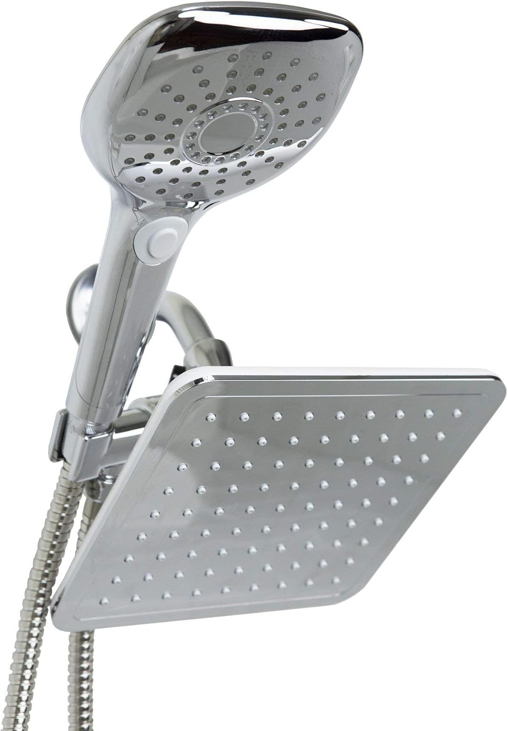 Showerhead and Handheld Combo 1.63 GPM, By Home Basics (Chrome) | Combination Shower Head and Handheld | With Tangle-Free Hose and Diverter