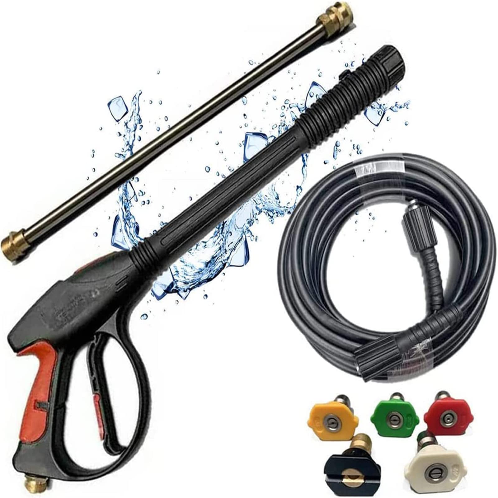 MECCTP 8Part Pressure Washer Gun Replacement Kit, 8m Hose Wand 26 Ft 3000 PSI High Power Spray