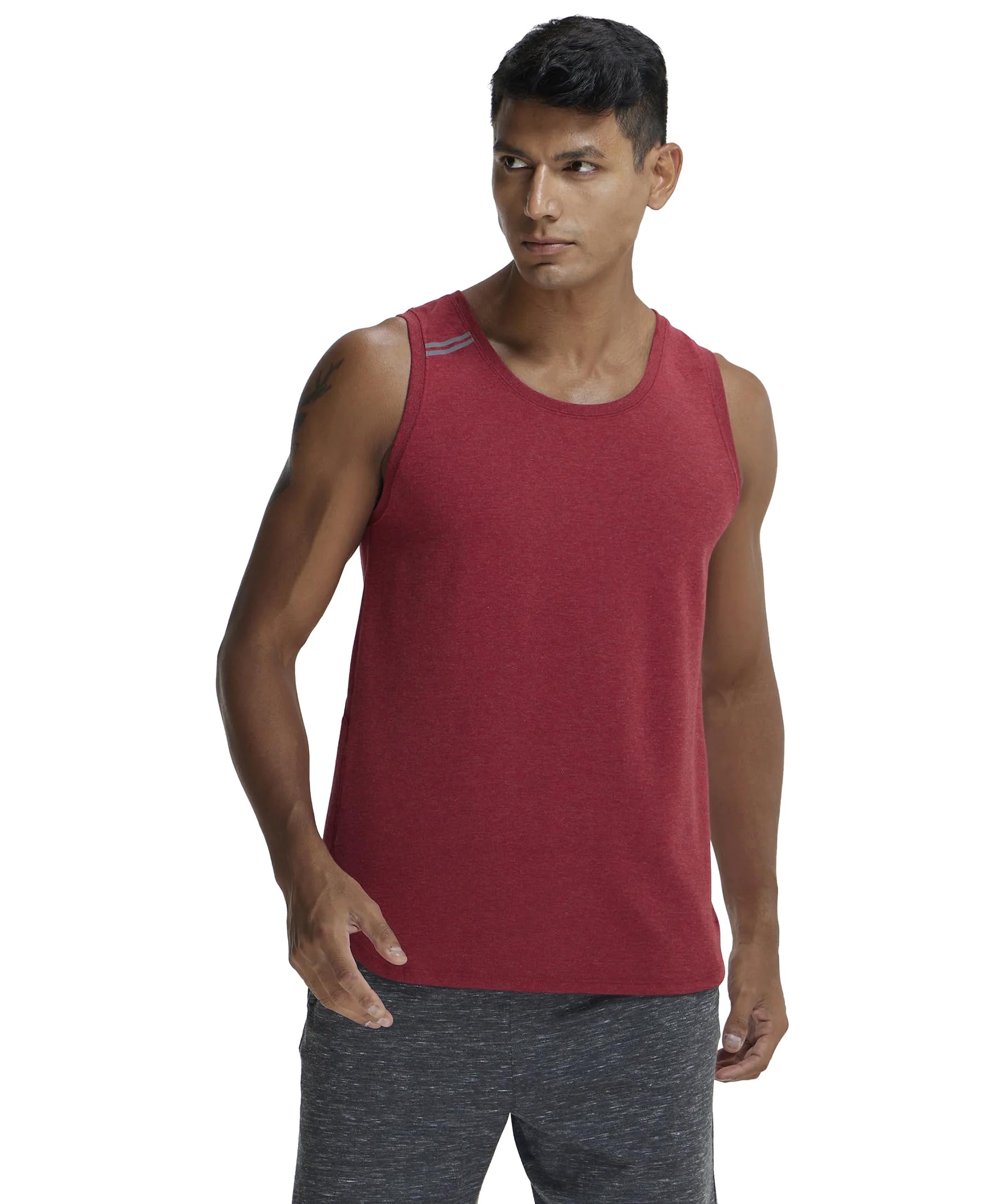 jockey MV06 Men's Super Combed Cotton Blend Solid Low Neck Active Wear Tank Top with Breathable Mesh-picture-13