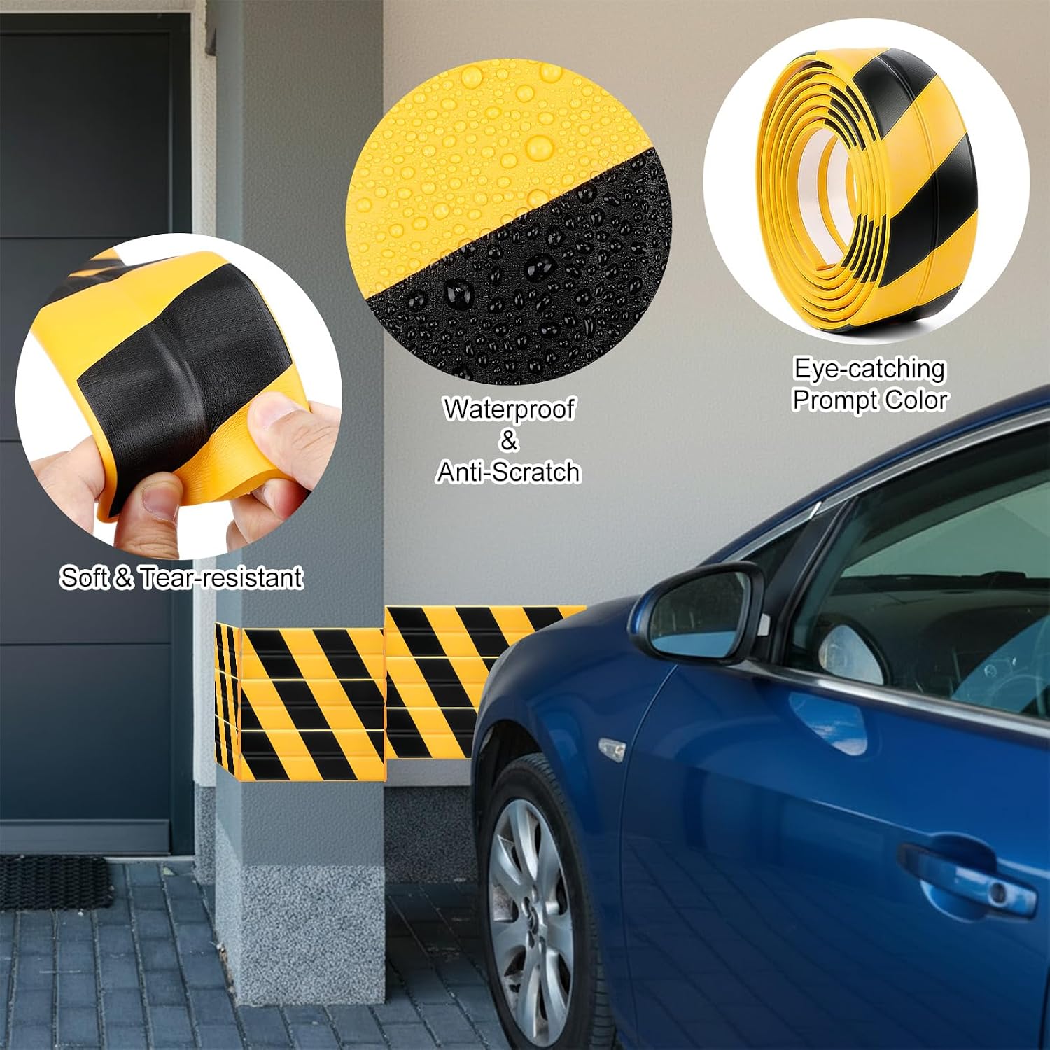 2 Pack Garage Wall Protector Rubber Wall Corner Guards for Parking Garages 13.2ft x 3.15in Self Adhesive Rubber Strip Bumper Corner Guards Waterproof Anti-Scratch Edge Protector for Car Doors