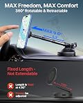 [La plus récente mise à jour] pour MagSafe Support de téléphone de voiture [Meilleur aimant] Support de téléphones de voiture pour iPhone, Sans mains 360° Rotation Magnetic Phone Holder Car pour iPhone 16 15 14 13 Pro Max Plus Mini Cas noir