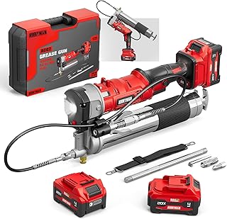 Alloyman 2-in-1 Grease Gun: High-Efficiency 5.3 oz/min,12,000 PSI Electric Grease Gun Kit with 2 * 4.0AH Batteries and Charger, Efficient for Farmers, Equipment Operators and Homeowners