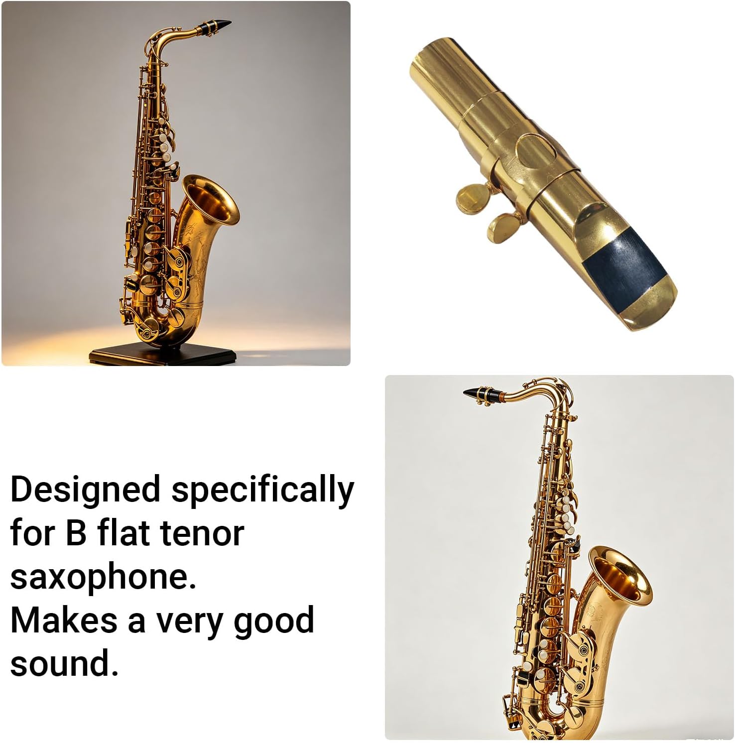 Tenor Saxophone Mouthpiece 7#, Brass Mouthpiece for Bb Tenor Sax - Gold Plated Professional Mouthpiece (110x15mm)