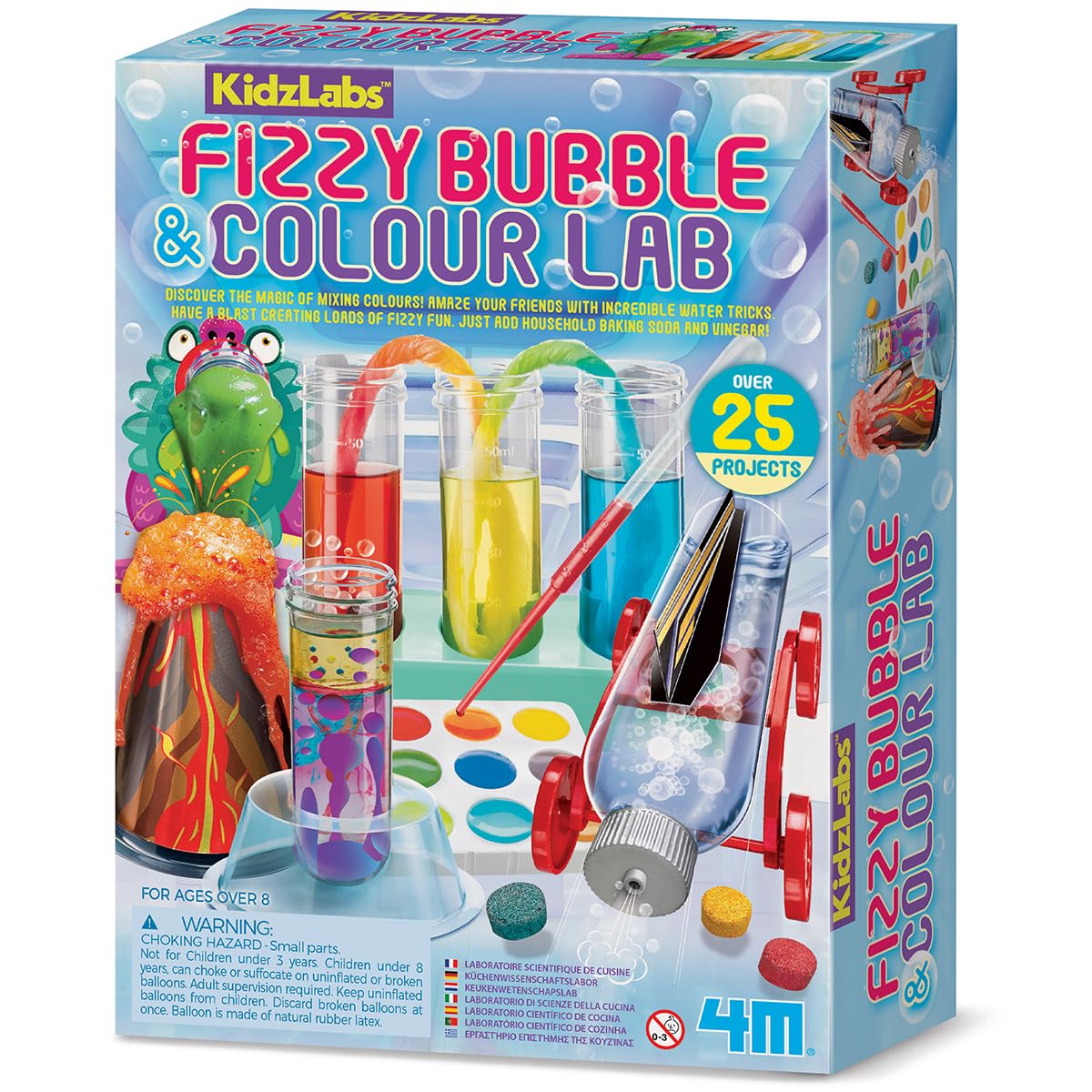 KidzLabs Fizzy Bubble & Colour Lab Science Kit, 25+ Projects, Ages 8+, with Test Tubes and Colour Mixing Experiments