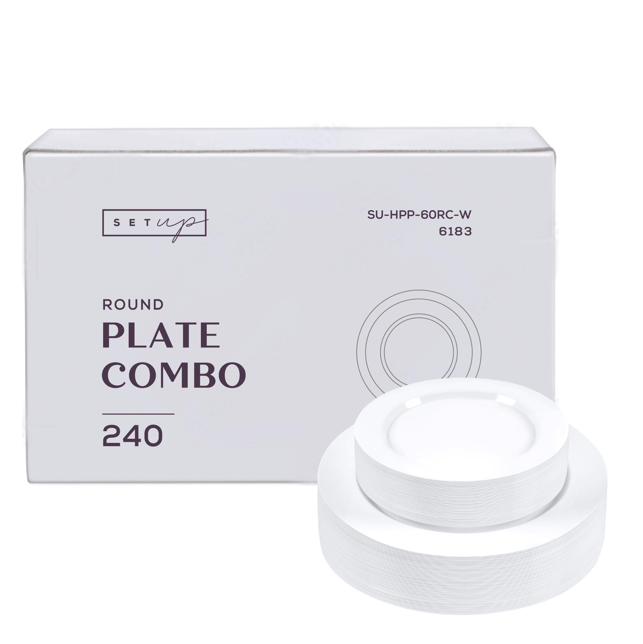 60 Piece White Disposable Dinnerware Set - Plates & Bowls -21