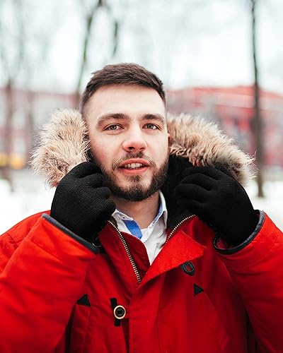 Miniatura 7 de Guantes de invierno para hombre, 4 pares de guantes cálidos con forro polar para pantalla táctil, guantes térmicos para clima frío para hombres
