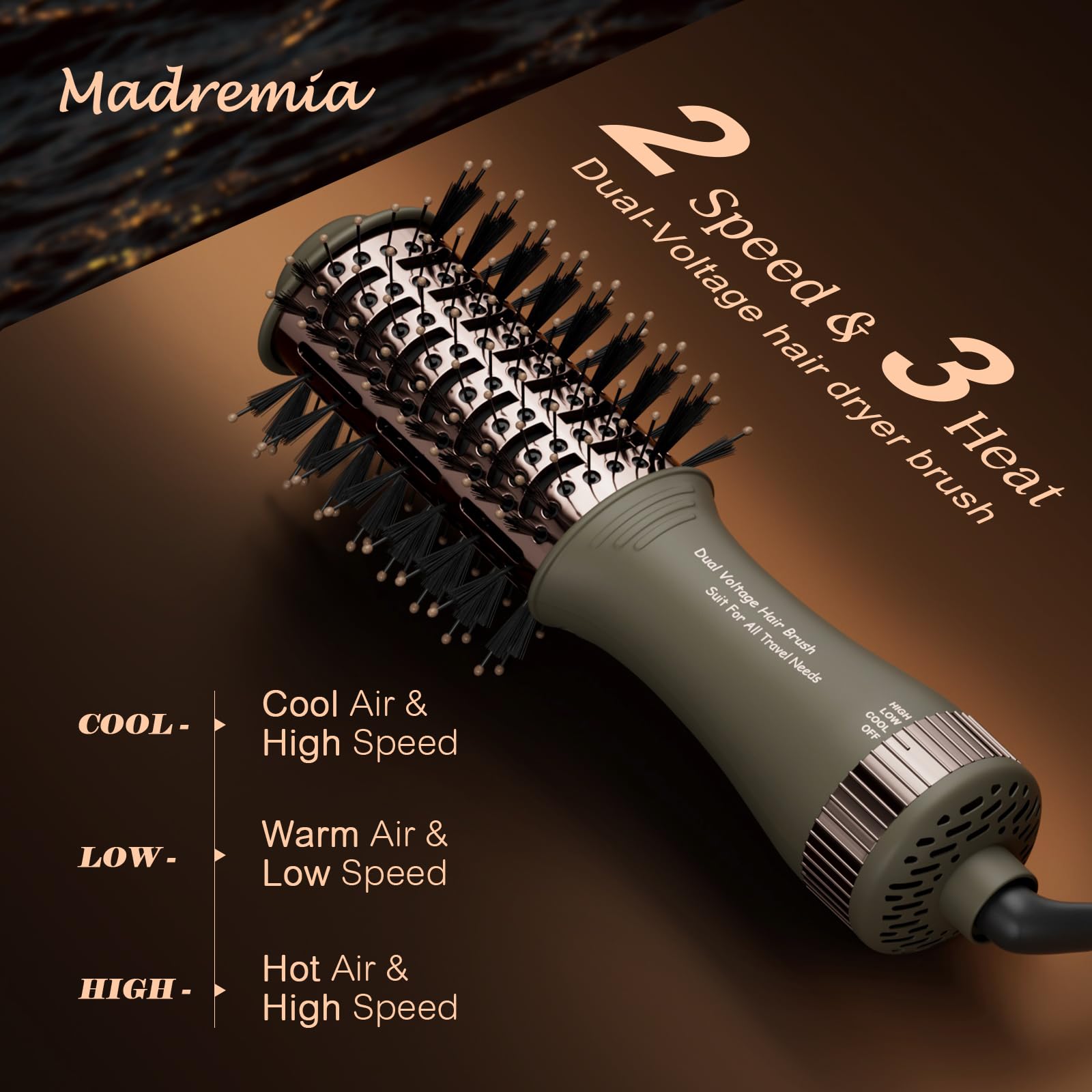 Amazon.com : Travel Dual Voltage Blow Hair Dryer Brush 4-IN-1