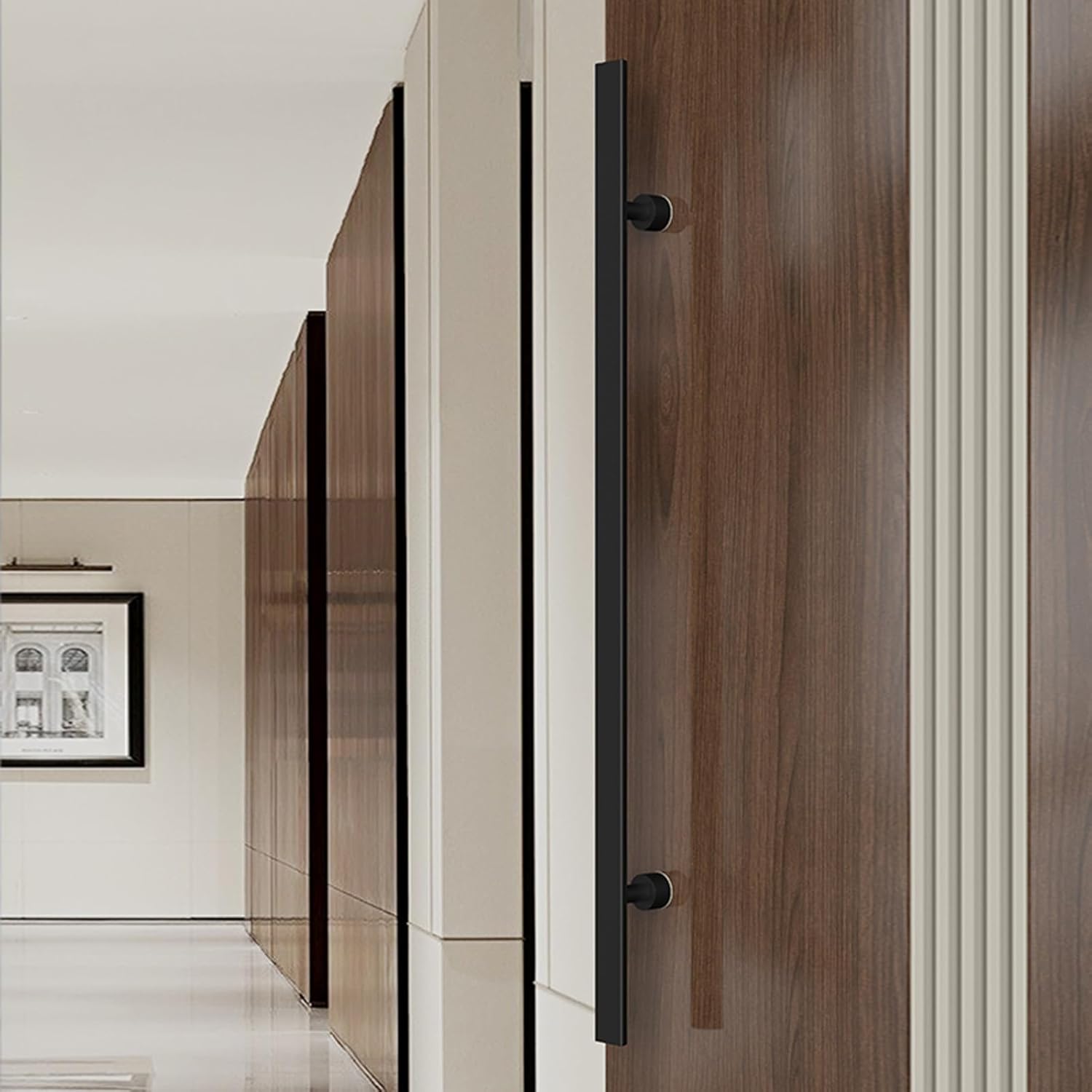 Barn Door Handle 59in/47in/39in / 31in/23in/15.7in Long Door Handle, Commercial H Shape Glass Pull Push gate Handles, Black Gold Silver Gate Pull Bar(Black,150cm/59in)