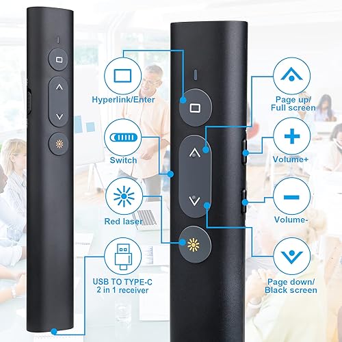 Vista 33 de Control remoto inalámbrico de presentador, clicker de presentación con hipervínculo y control remoto de volumen, PowerPoint Office Presentation