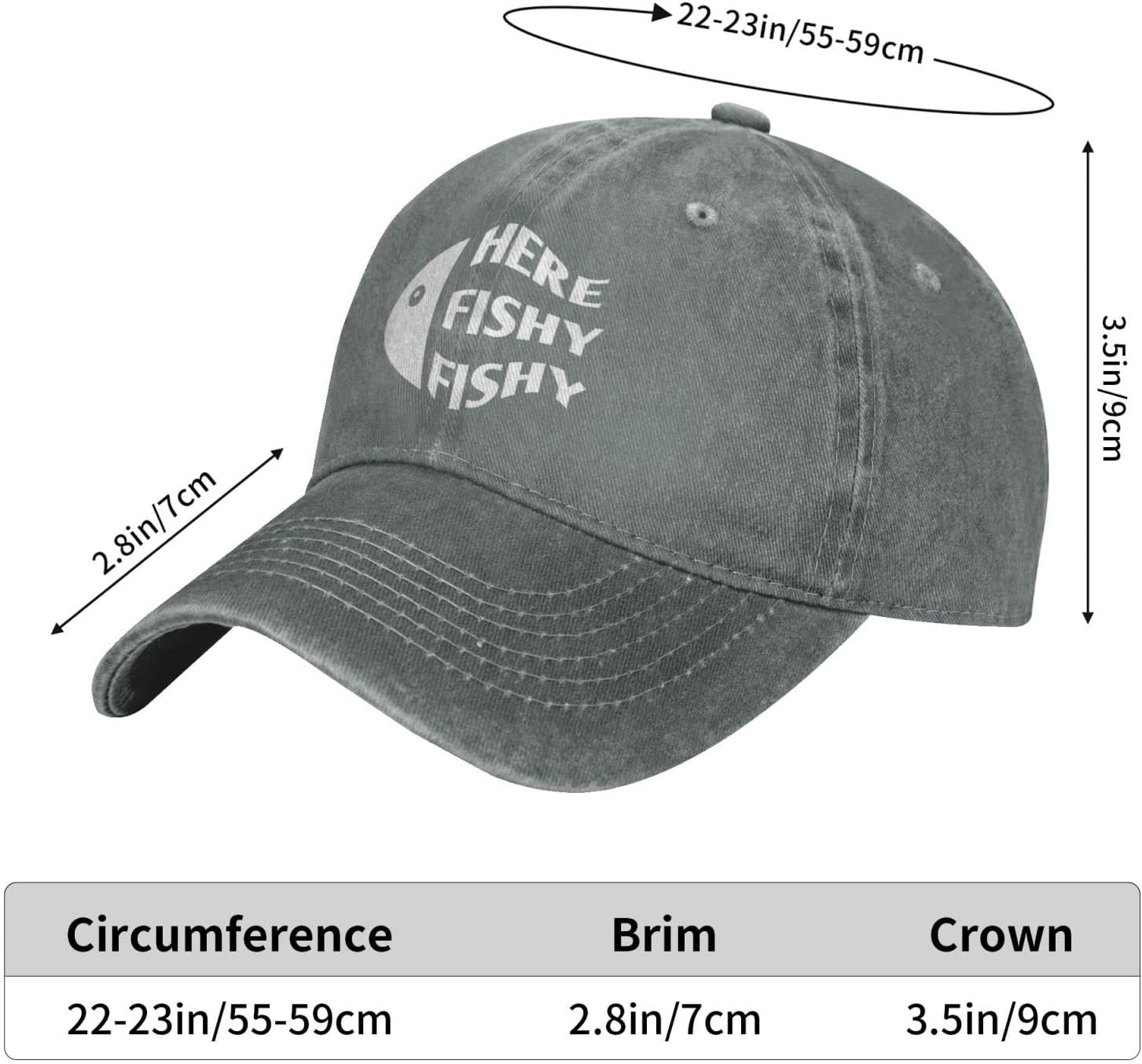 Funny Fishing Cap Here Fishy Fishy Cap Women Baseball Hat Fashionable Gray - Image 6