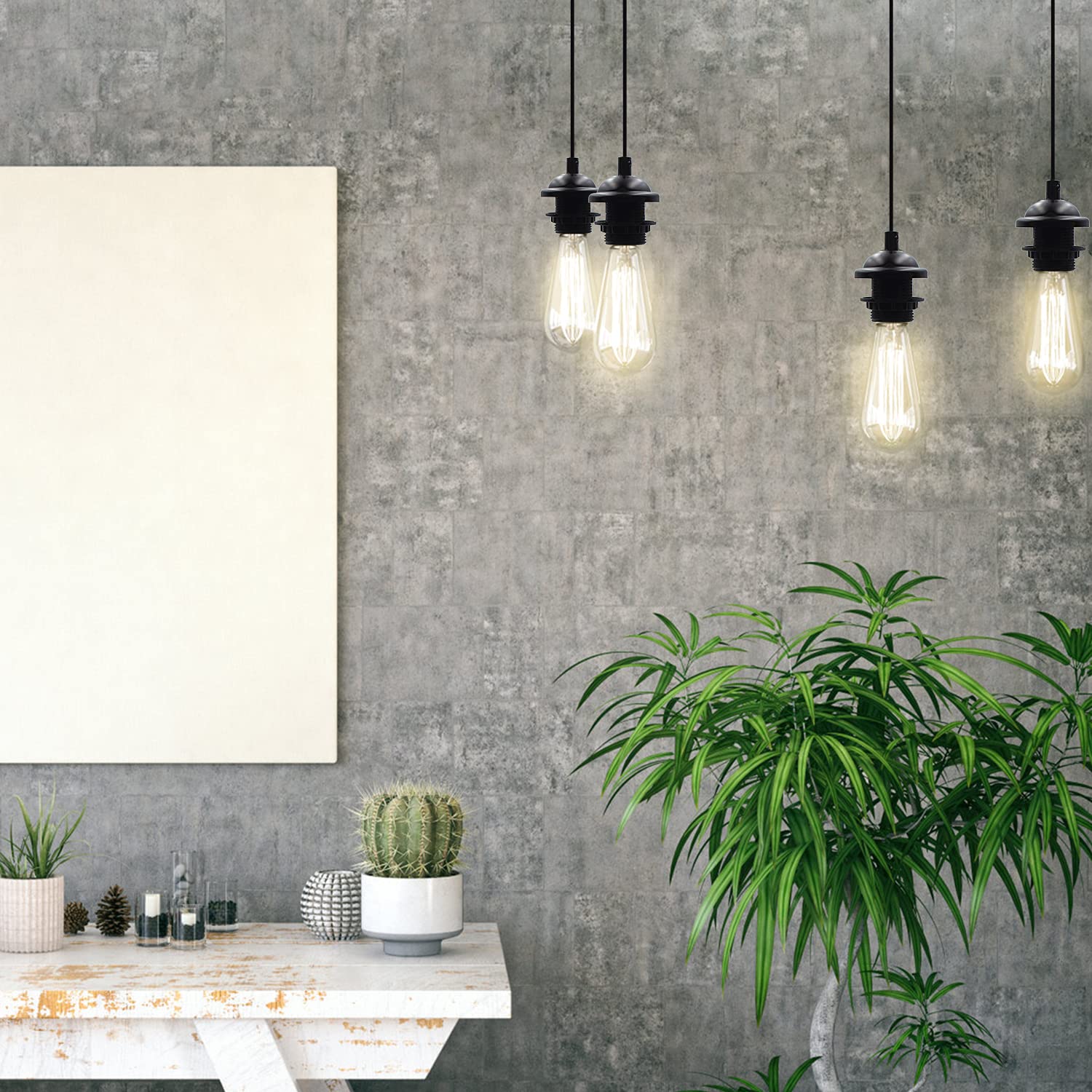 Pendelleuchte Kit 2 Stück Mini Pendelleuchte Kabel Buchse E27 Lampenfassung 1,2 m Einstellbare Industrielle Vintage Hängende Decke Laterne Leuchte für Schlafzimmer Kronleuchter