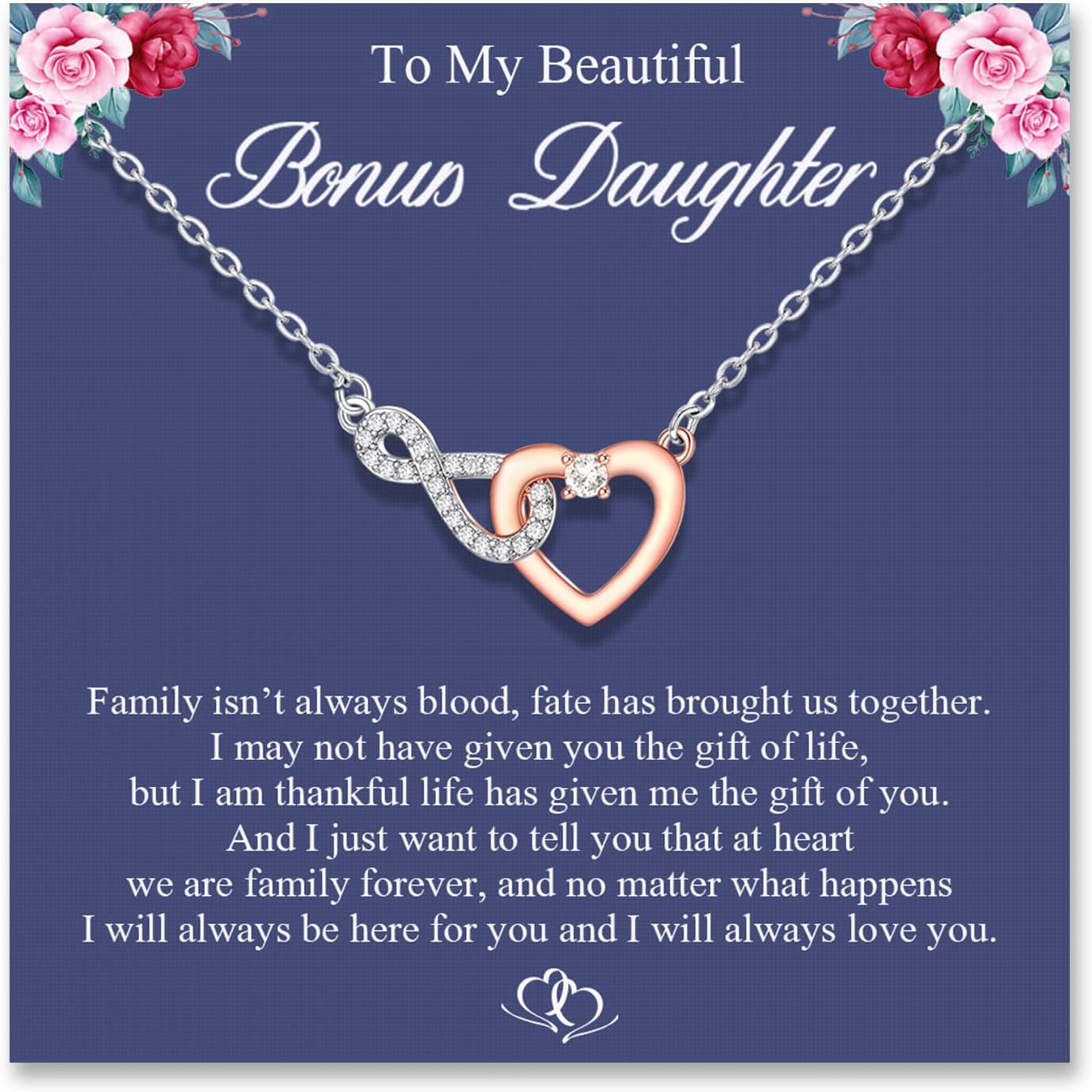 LanqueenInfinity Heart Necklace for Aunt/Niece/Stepdaughter/Daughter In Law Birthday Christmas Mothers Days Thanksgiving Gifts