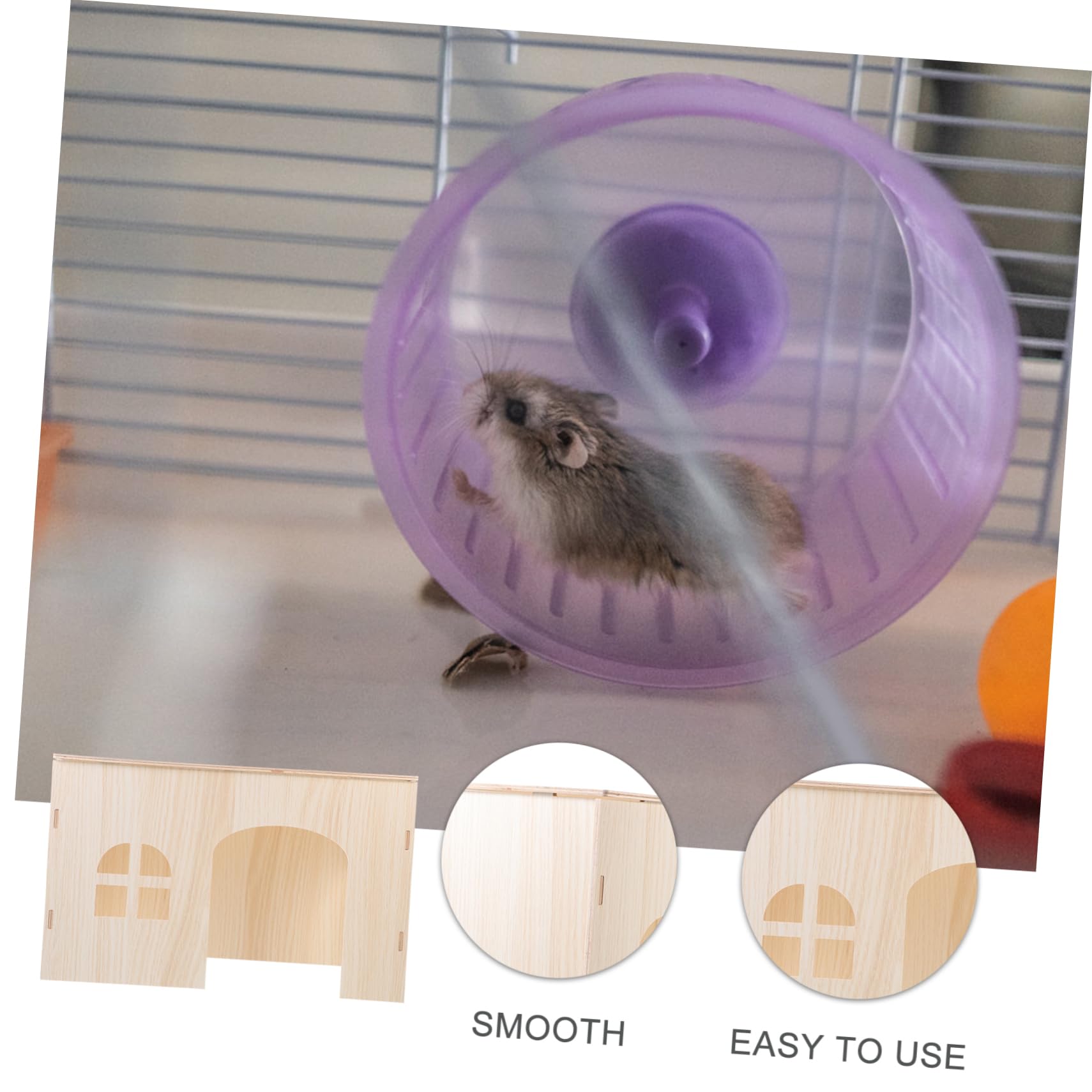 POPETPOP Casa de Madera Beige para Hámster y Conejos, Nido Refugio Resistente para Pequeños Roedores, Refugio Cómodo y Seguro para Mascotas Pequeñas