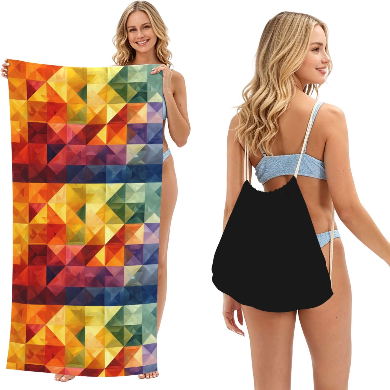 SKGOHLH icheywpg 2in1 Packable Beach Towel Bag Women