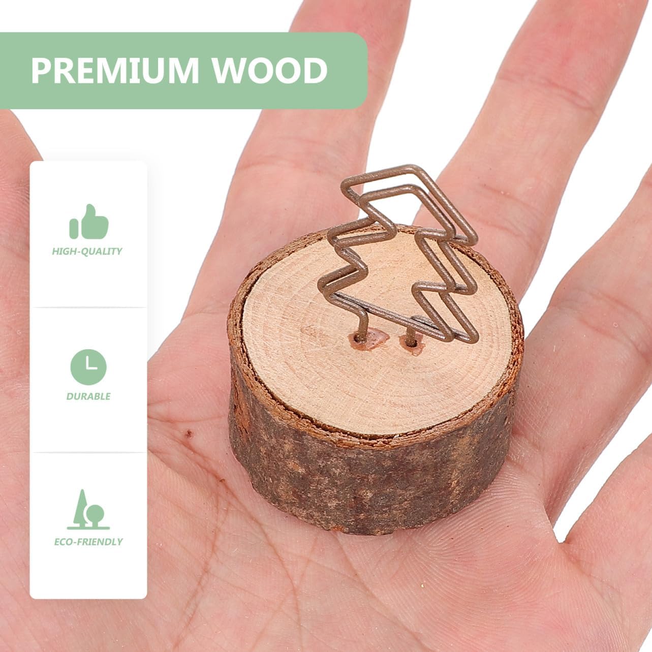 Uonlytech 10pcs Retro Wooden Photo Clips Memo Stand Clamp Decorative Xmas Craft Holder for Home Office Desktop DIY Party Note Holder