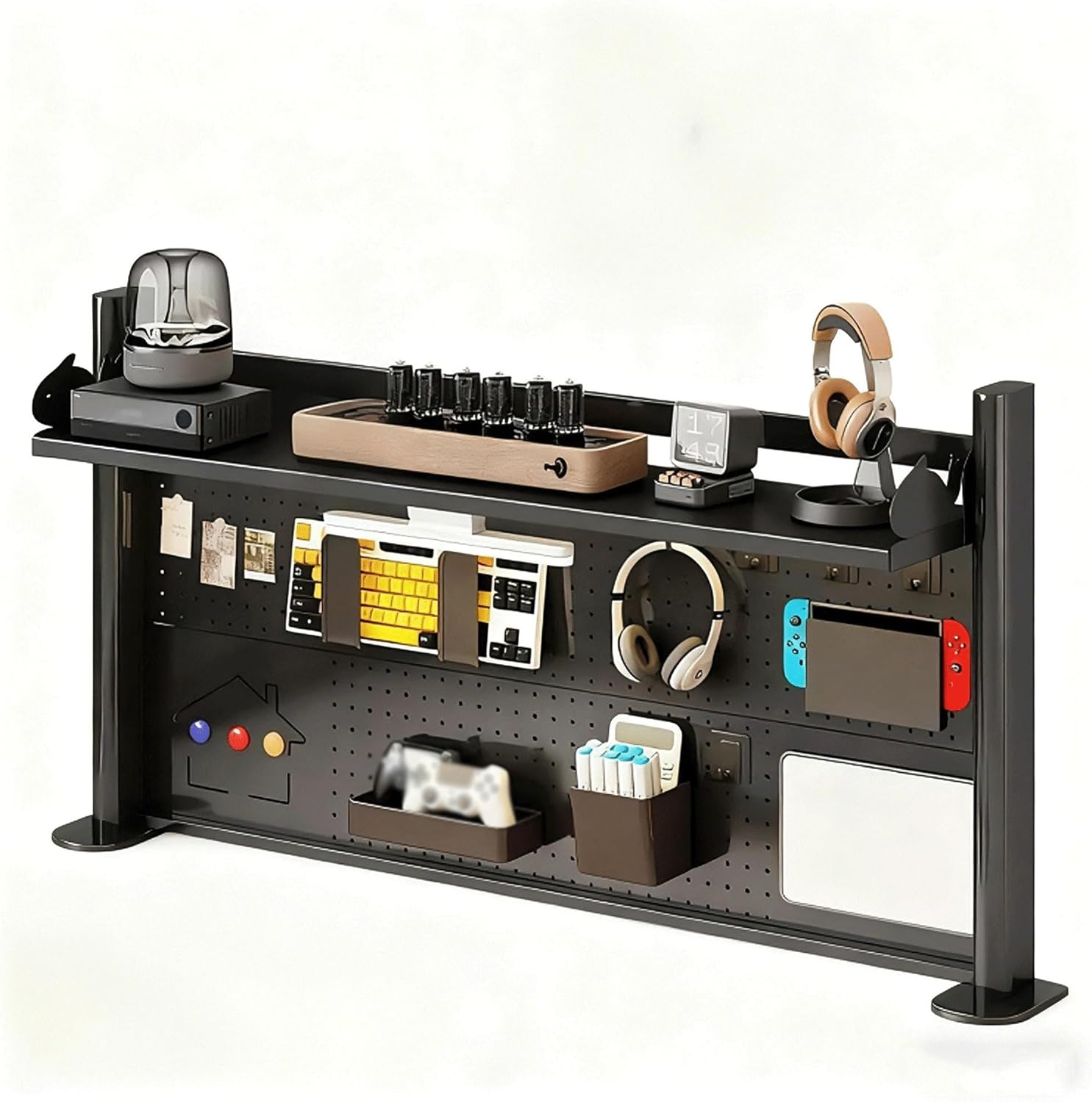 Computer Desktop Bookshelf,Metal Desk Hutch Dorm Desktop Bookcase,Multipurpose Countertop Desk Organizer Shelf Storage Rack for Home Office Dorm(80 * 65cm)