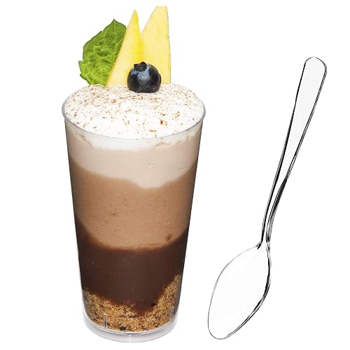DLux 100 x 3 oz Mini Dessert Cups with Spoons,