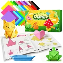 IOOLEEM Origami Paper Kit, 220 Sheets 20 Colors, Double Sided Colored Blank Folding Paper Set with Step-by-Step Instructions, Origami Kit for Art & Craft Supplies