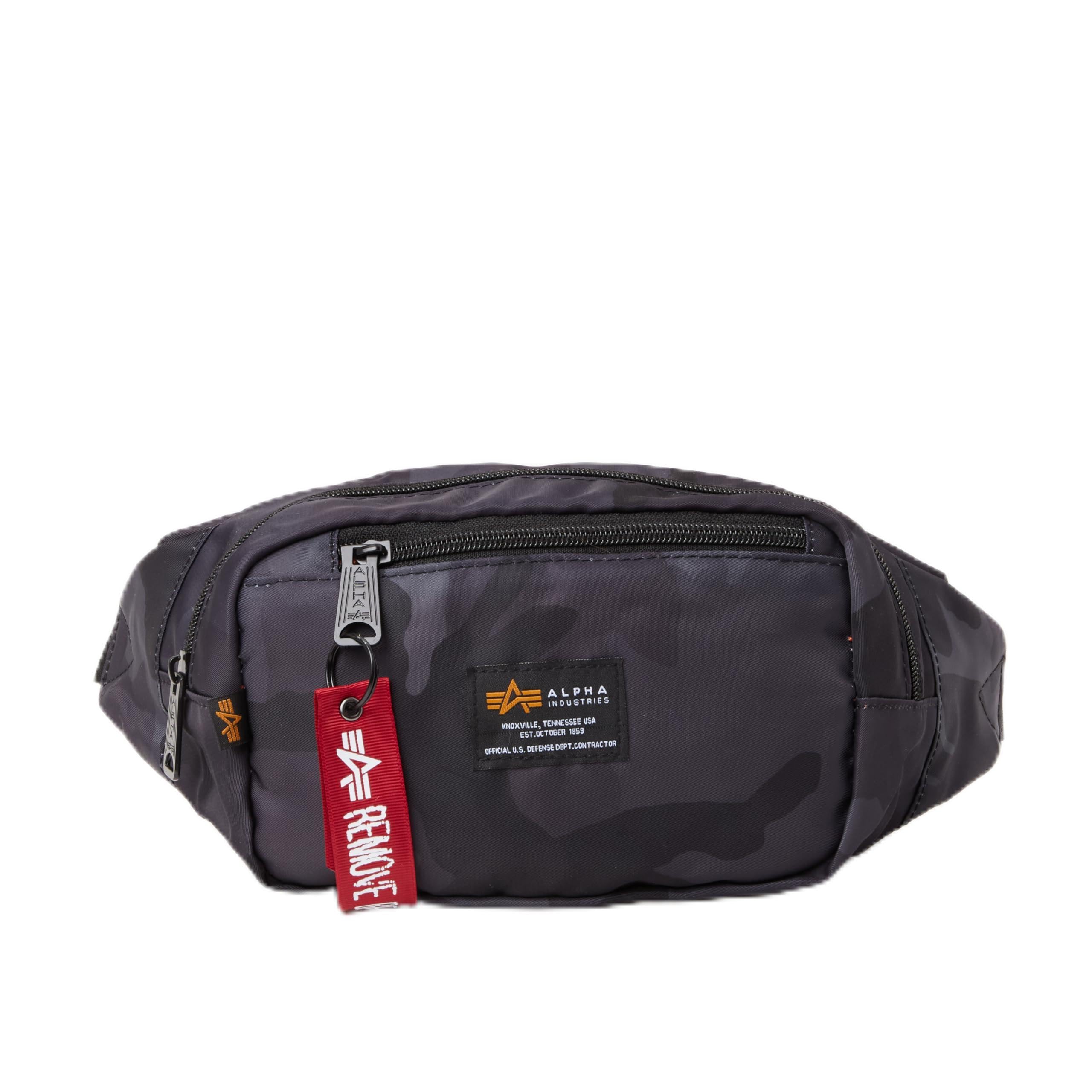 Alpha Industries Unisex Crew Waist Bag, Black Camo, One Size