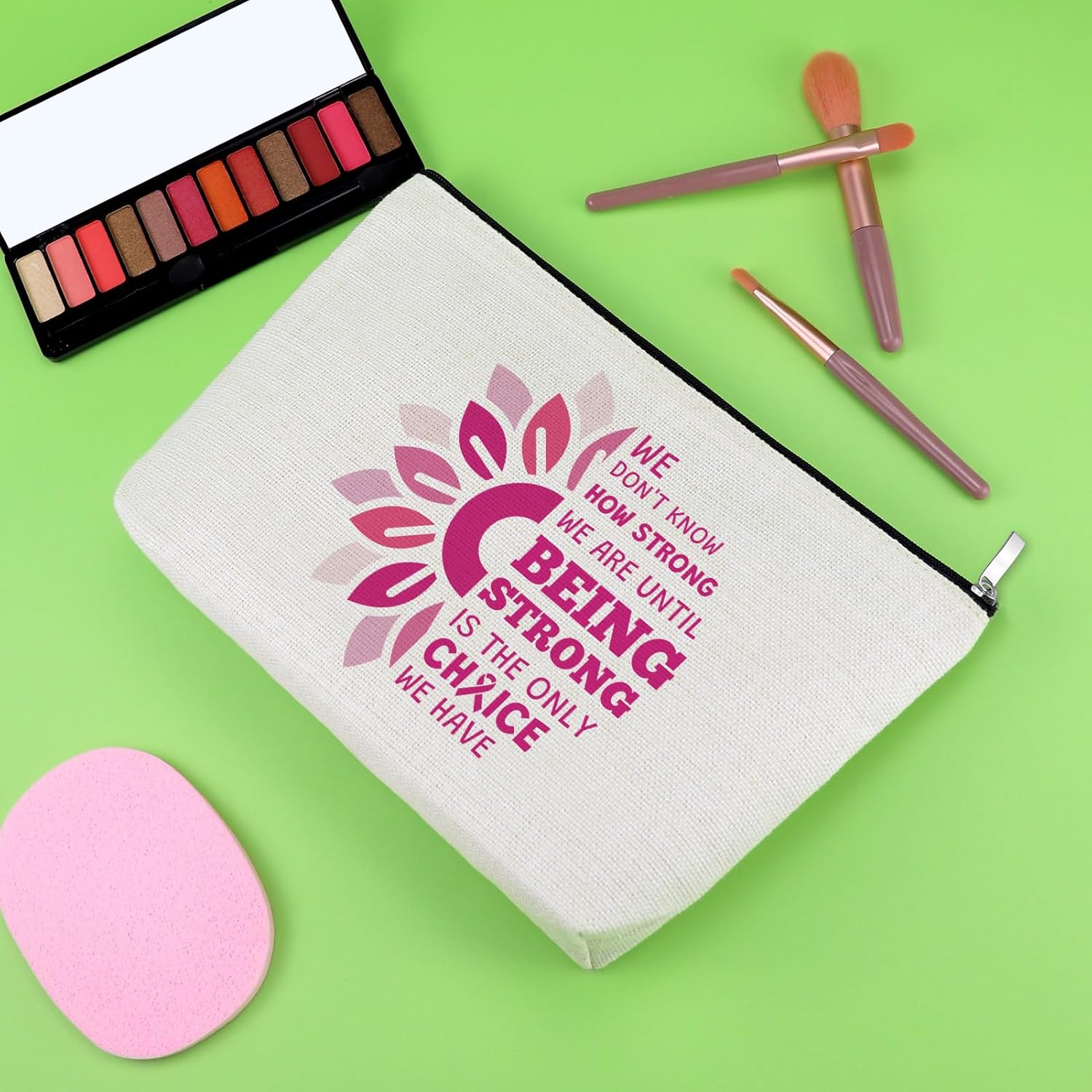 Breast Cancer Survivor Gift Makeup Bag Breast Cancer Awareness Gifts for Women Inspirational Chemo Cosmetic Bag Present for Patients Friends Family Recovery Encouragement Present Travel Pouch - Image 4