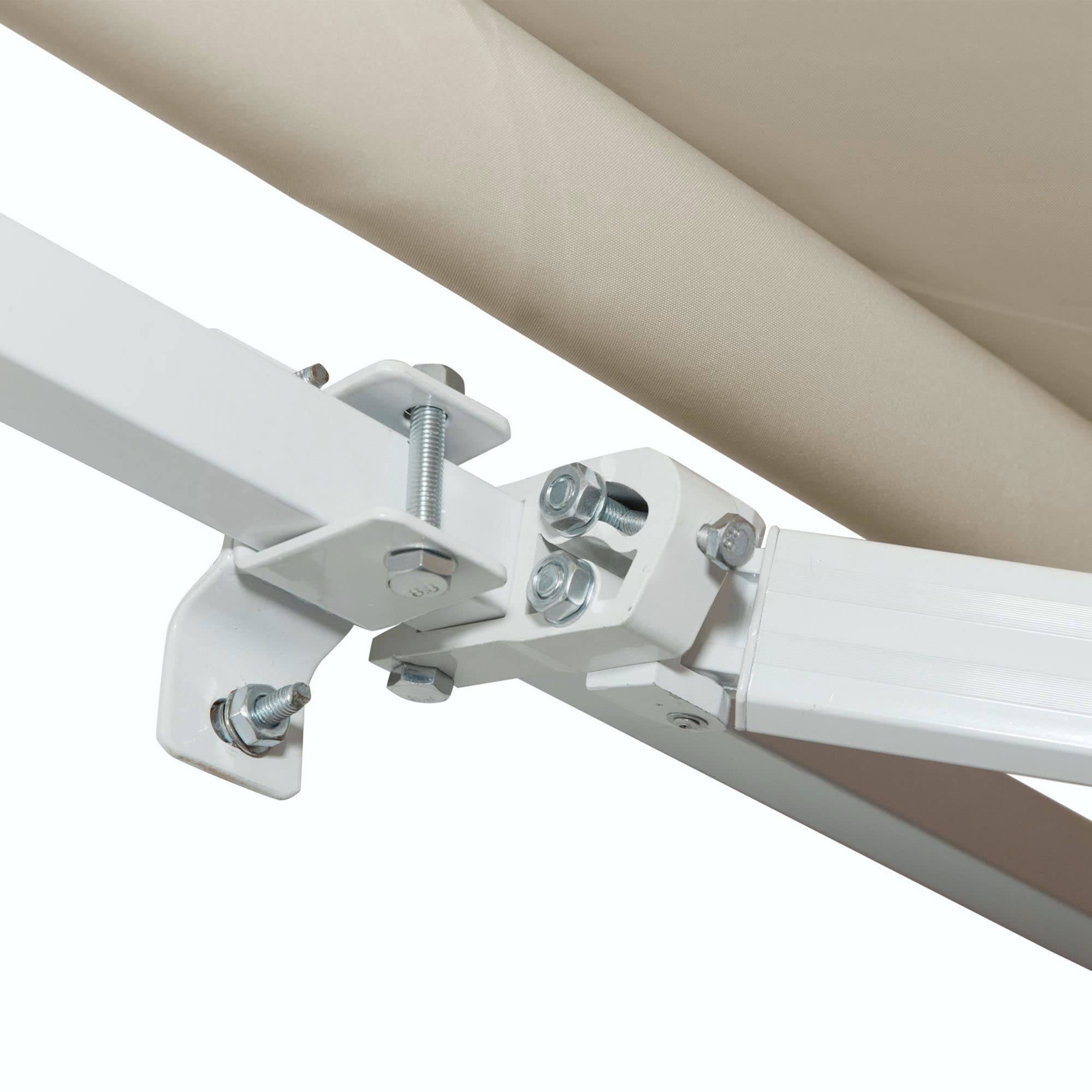 Outsunny Tenda da Sole 3.5x2.5 m Braccio Avvolgibile Manovella Alluminio Poliestere 280 g/㎡ UV30+ Crema