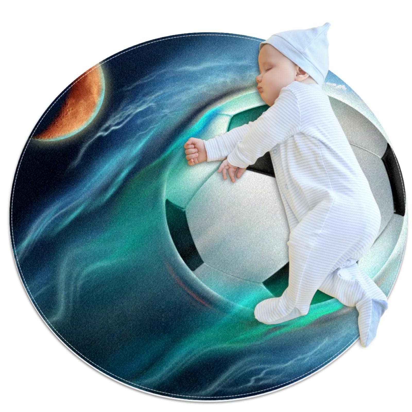 Alfombra de juego infantil de fútbol y luna para el rincón de lectura de niños