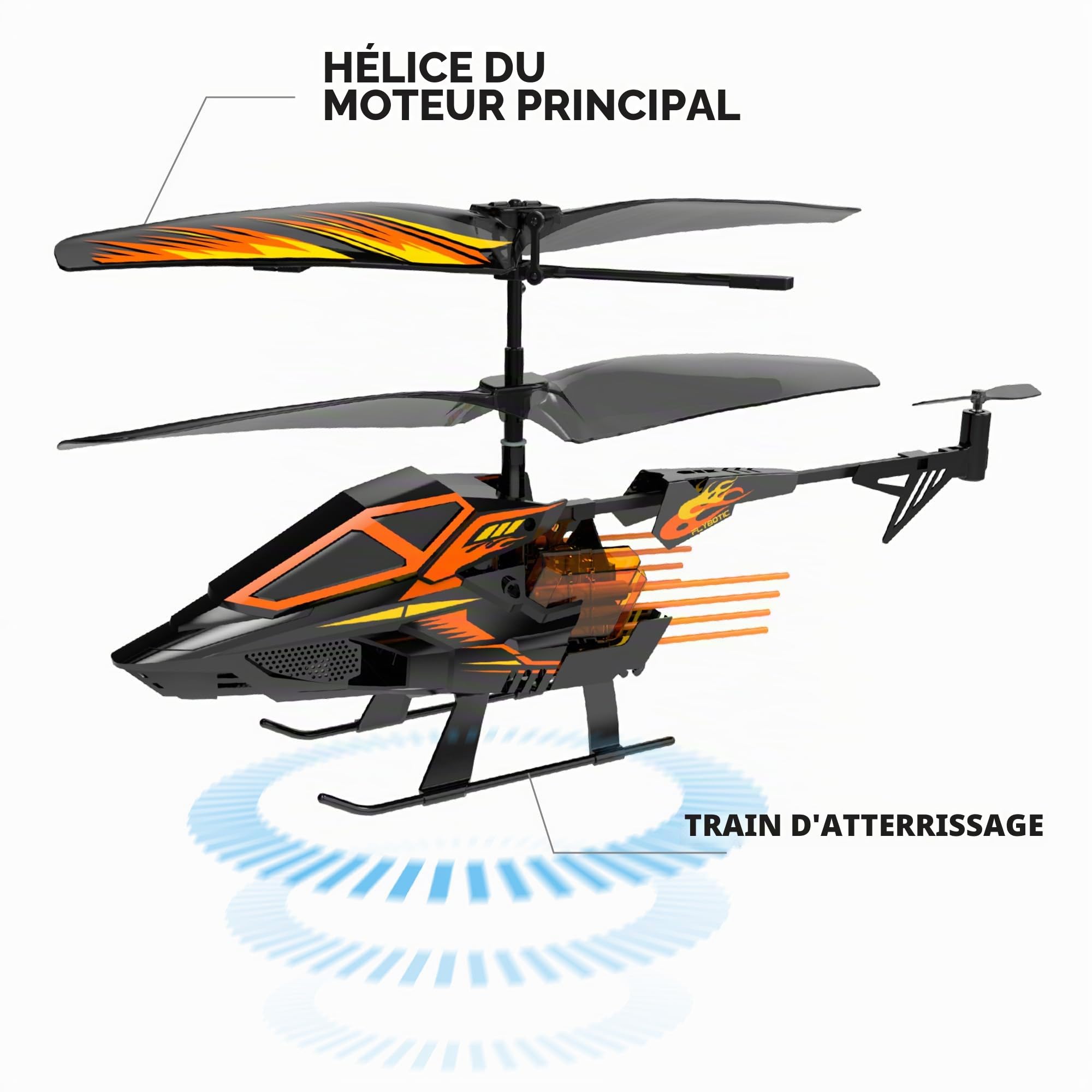 FLYBOTIC Hover Blast 62004567 Hélicoptère radiocommandé avec télécommande et 16 fusées de tir pour Atteindre Un Objectif, pour Enfants et Adultes, Bizak