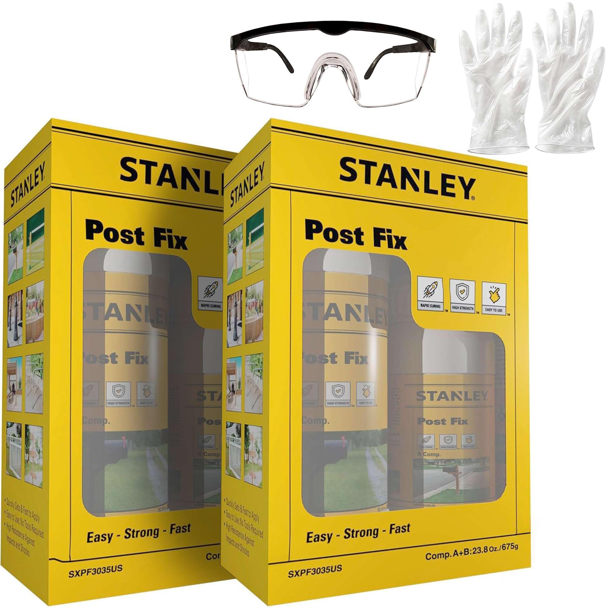 Stanley F996 Fence Post Mix | Concrete Alternative Expanding Foam | Easy to Use, Fast Installation 2X (Component A,B) 12.7 fl oz and 10.1 fl oz |