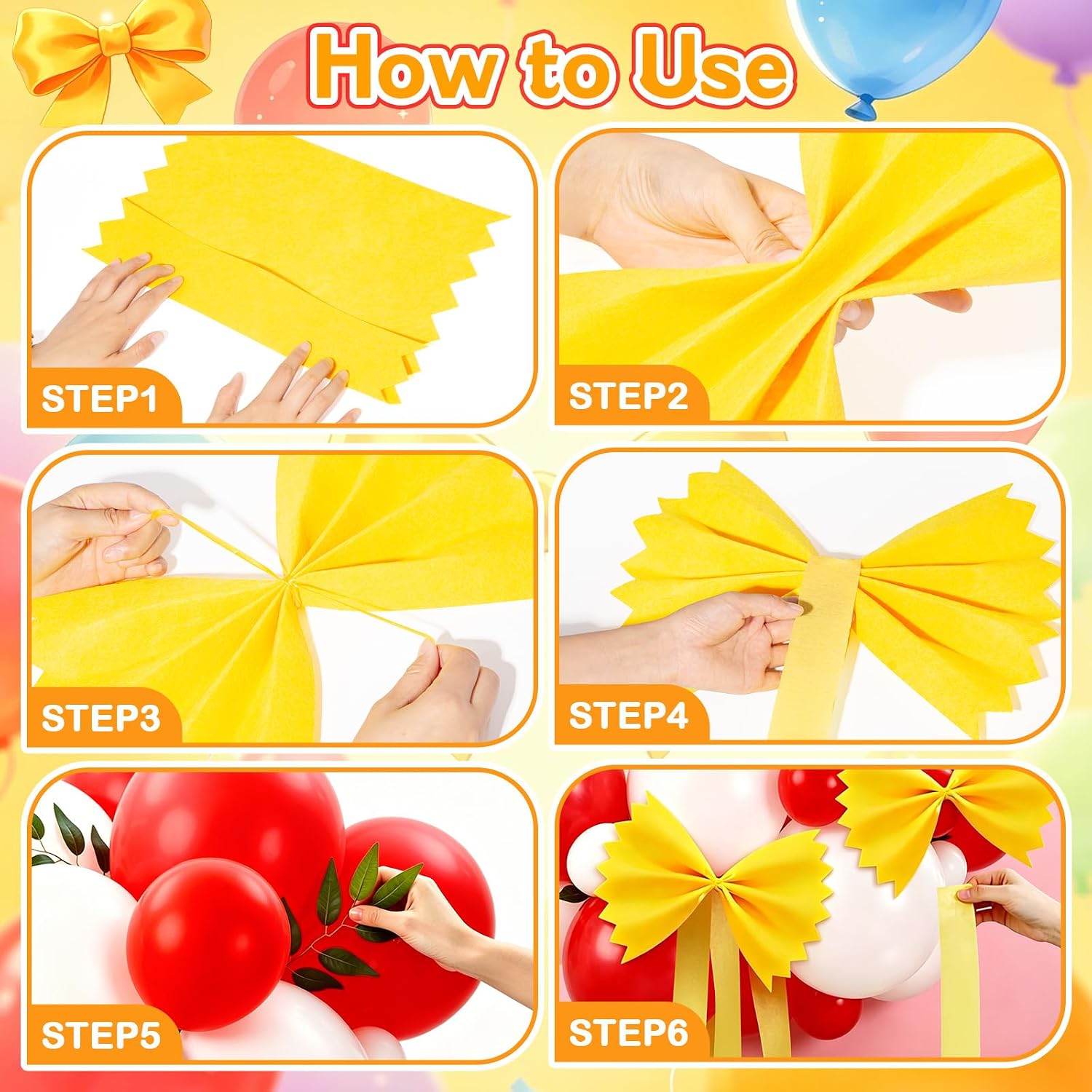Pasta Party Decorations 123Pcs DIY Yellow Farfalle Craft Kit image 4