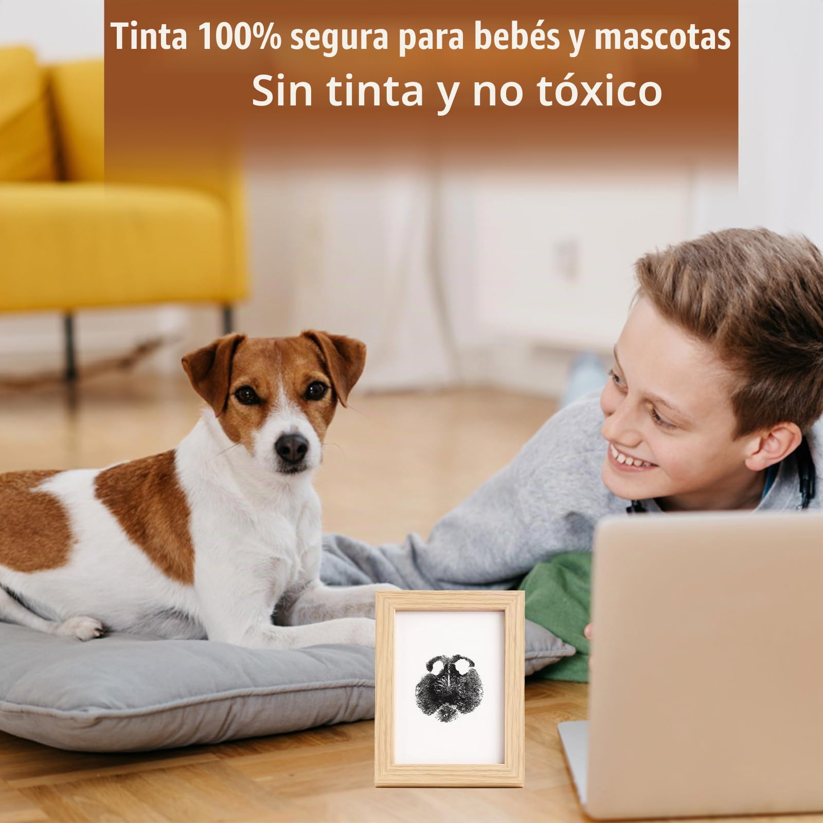 Set de Huellas de Mascota para Perro y Gato, Set de Huellas Sin Tinta de Perro, Set de Huellas de Manos y Pies de Bebé, Set de Huellas Limpias con Marco, Idea de Regalo