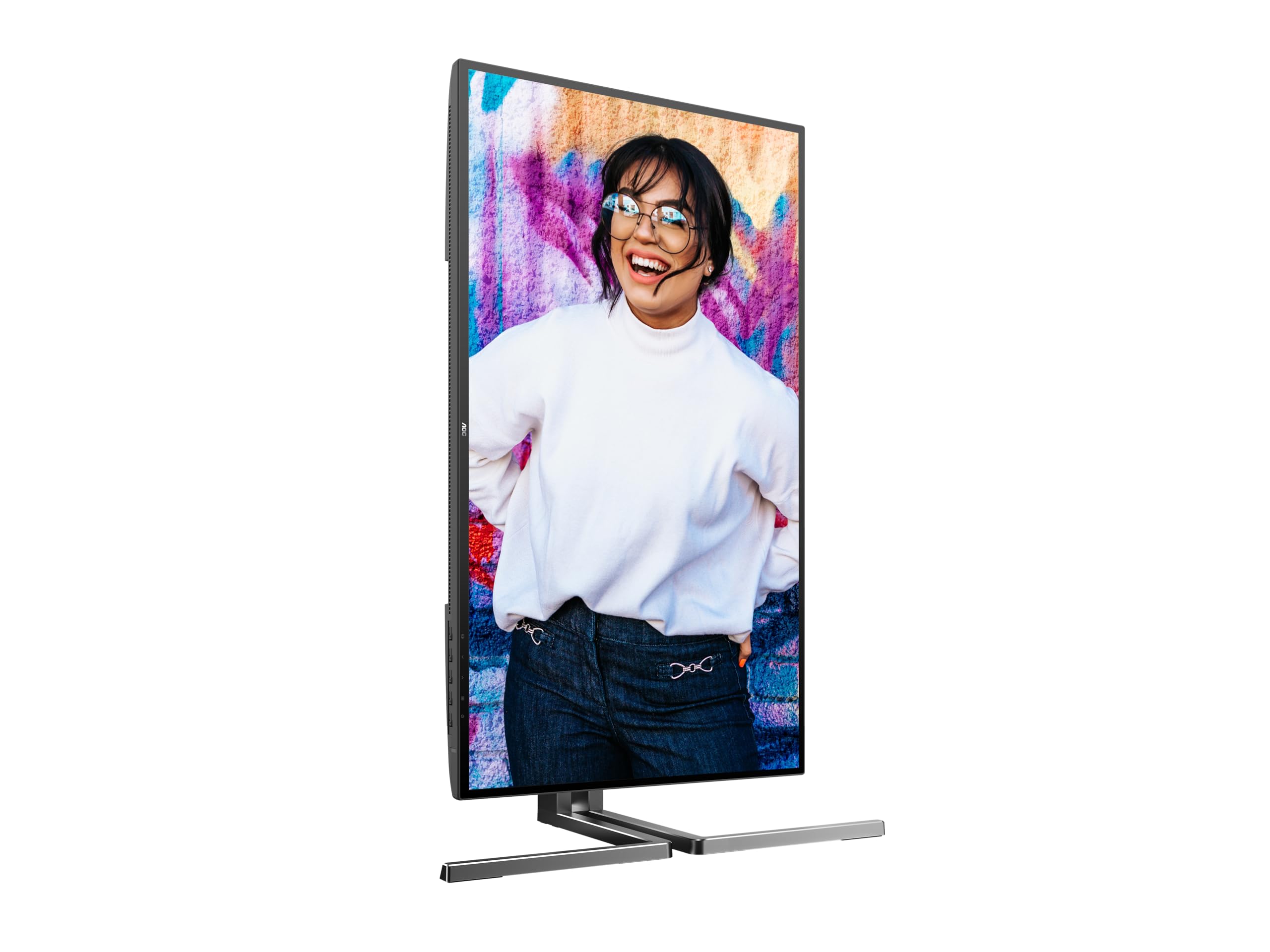 AOC U27U3CV Monitor 27 Pulgadas 60Hz Panel Nano IPS, 4ms GtG, VESA HDR400 (Certified), Altavoces, Altura Ajustable, (3840x2160 HDMI 2X 2.0 DP 1x 1.4 USB Hub) Negro/Plateado