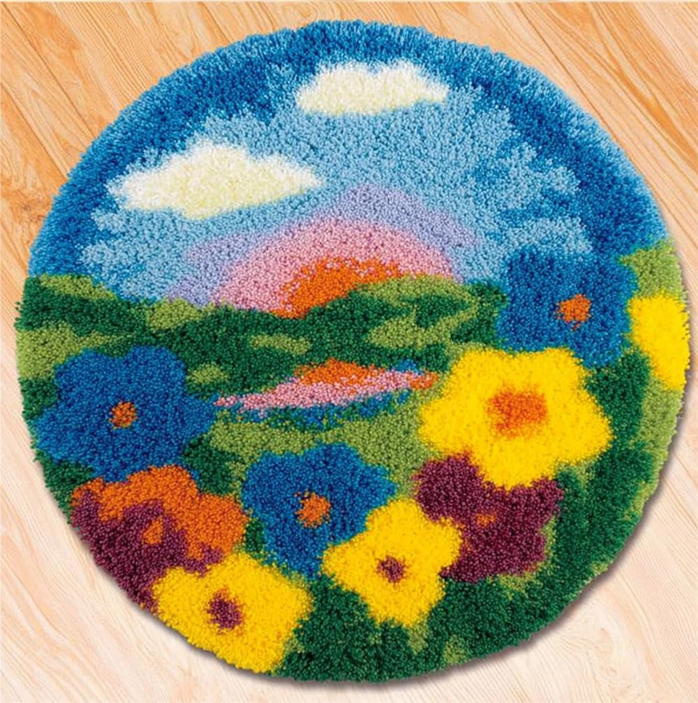 kitphoenix Creative Latch Hook Rug Kit Festival Meadow Bloom 20X20Inch (50X50Cm) Animal Pattern Handmade Latch Hook Kits for Adults for Christmas Carpet Beginners Adults