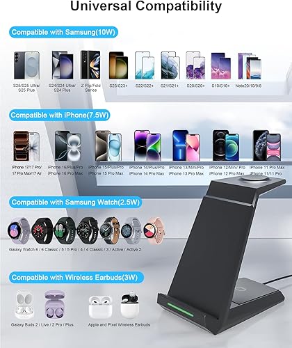 Miniatura 3 de Cargador inalámbrico para Samsung, ADADPU 3 en 1 estación de carga para múltiples dispositivos, soporte de carga rápida para Galaxy S25 S24 S23 S22