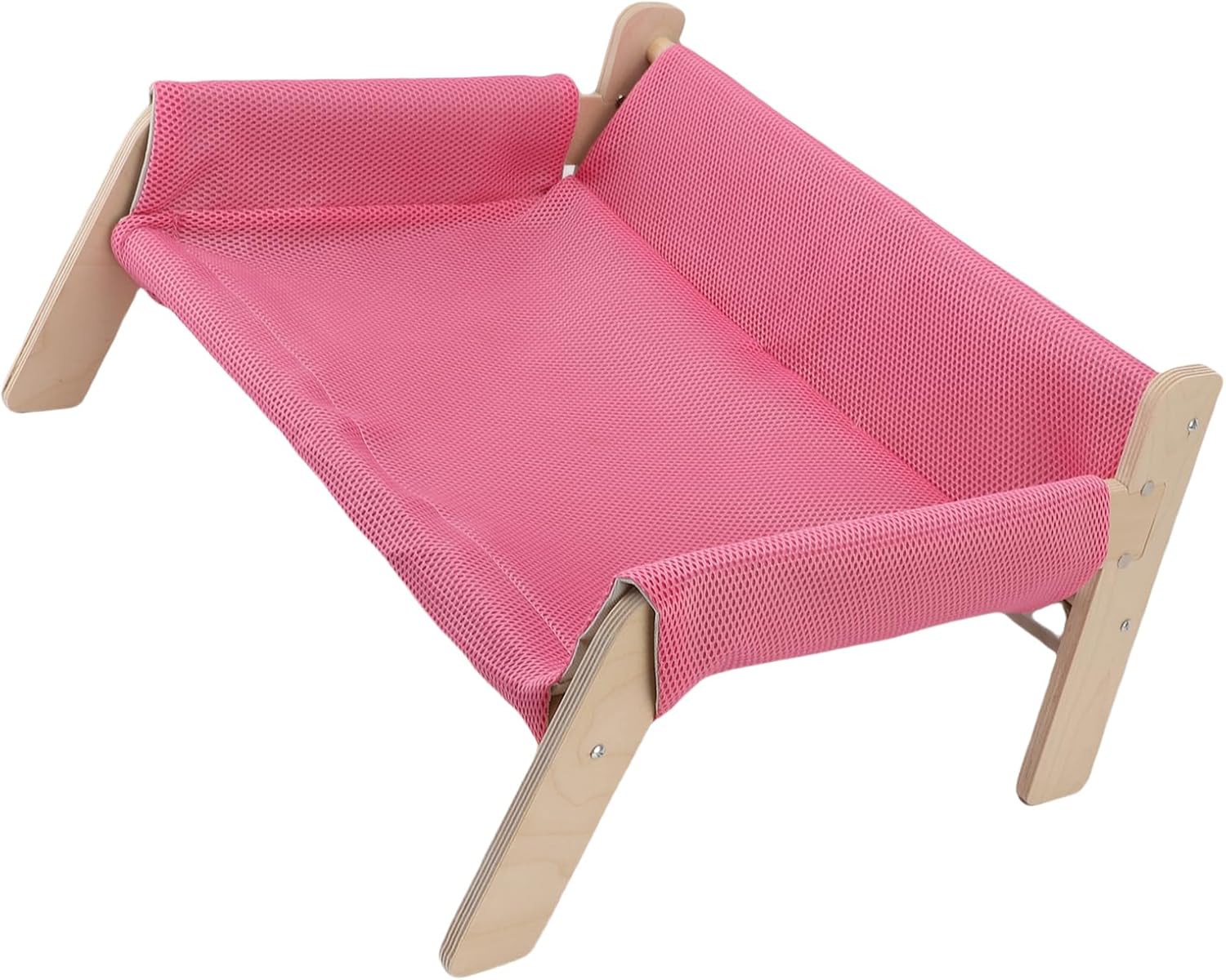 Elevated Cat Couch, Wooden Cat Sofa, Stable Wood Structure - Strong Load Capacity, Cozy Hammock Design, Safe Indoor Lounging for Cats (Pink)