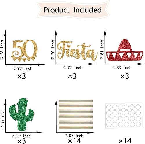 Miniatura 2 de Fiesta 50th - Palitos de mesa para fiesta mexicana, centro de mesa de fiesta mexicana, centro de mesa de fiesta de aniversario de 50 años,