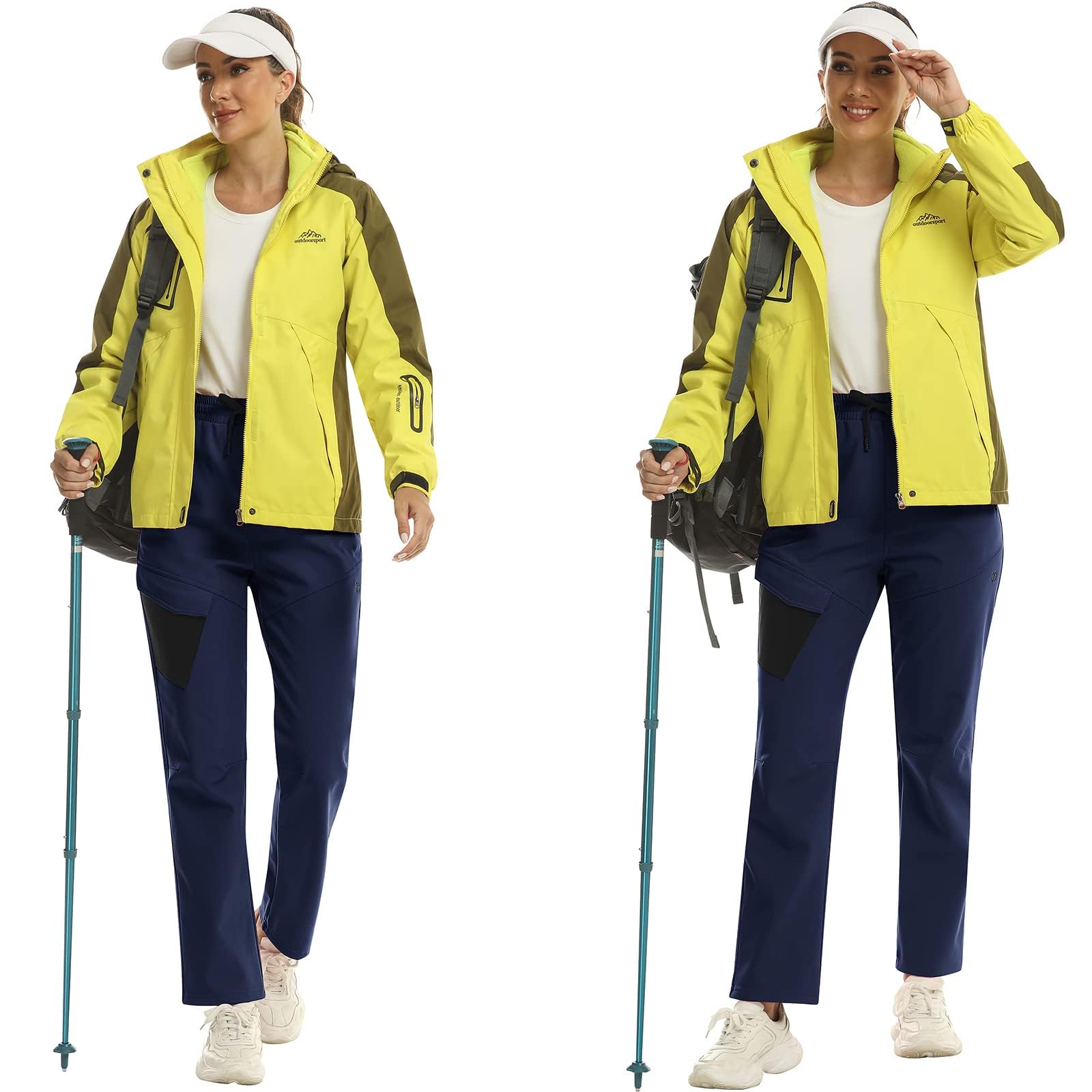 MoFiz Damskie spodnie turystyczne, spodnie narciarskie, softshell, spodnie outdoorowe, termiczne, wiatroszczelne, spodnie górskie, spodnie robocze na zimę, niebieski, M