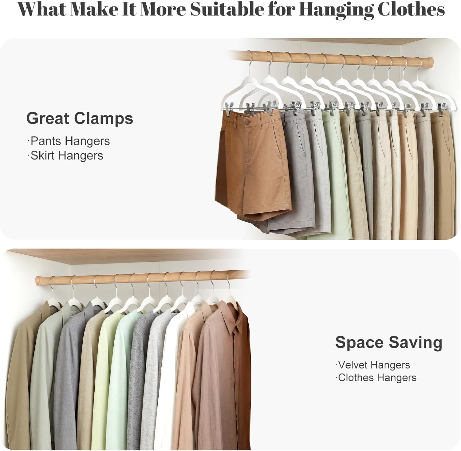 HOUSE DAY Velvet Skirt Hangers 24 Pack, White Velvet Hanger with Adjustable Clips, Space Saving Slim Pant Hangers, Heavy Duty Non Slip Clip Hanger for Pants, Skirts, Shorts