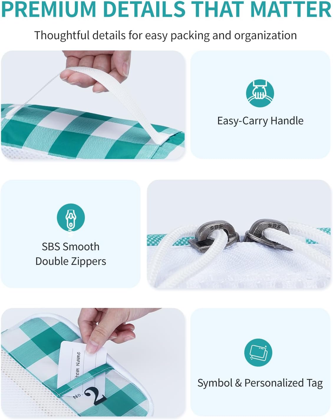 ECOHUB 6 Set Packing Cubes for Travel Suitcase Organizer Bags for Luggage Lightweight Carry On Suitcase with Lable & Personalized Tag