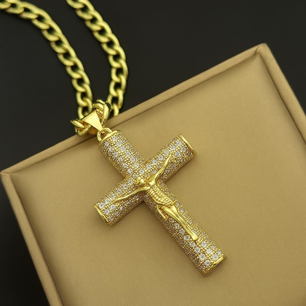 14 Karat Gold Cross Necklace for Wome Crucifix Pendant Necklace Chain - Image 5