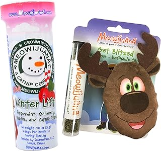 Meowijuana | Furry and Bright Bundle | Get Blitzed Reindeer and Winter Lift | Promotes Play and Cat Health | Includes Organic Catnip | Feline and Cat Lover Approved