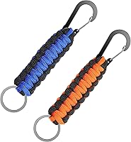 Mabor 2-Pack Heavy Duty Paracord Keychains with Carabiner Clip - Military Braided Lanyard for Keys, Backpack, Camping, Hiking, Fishing Men Women