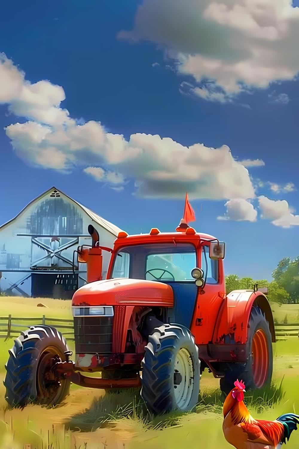 GUAIEUW Diamond Painting Kits for Adults Dilapidated Tractor Granary Diamond Art Kits for 5D Tractor Gem Art Kits for Adult DIY Crafts Kits for Home Wall Decor Gifts 16x20 inch