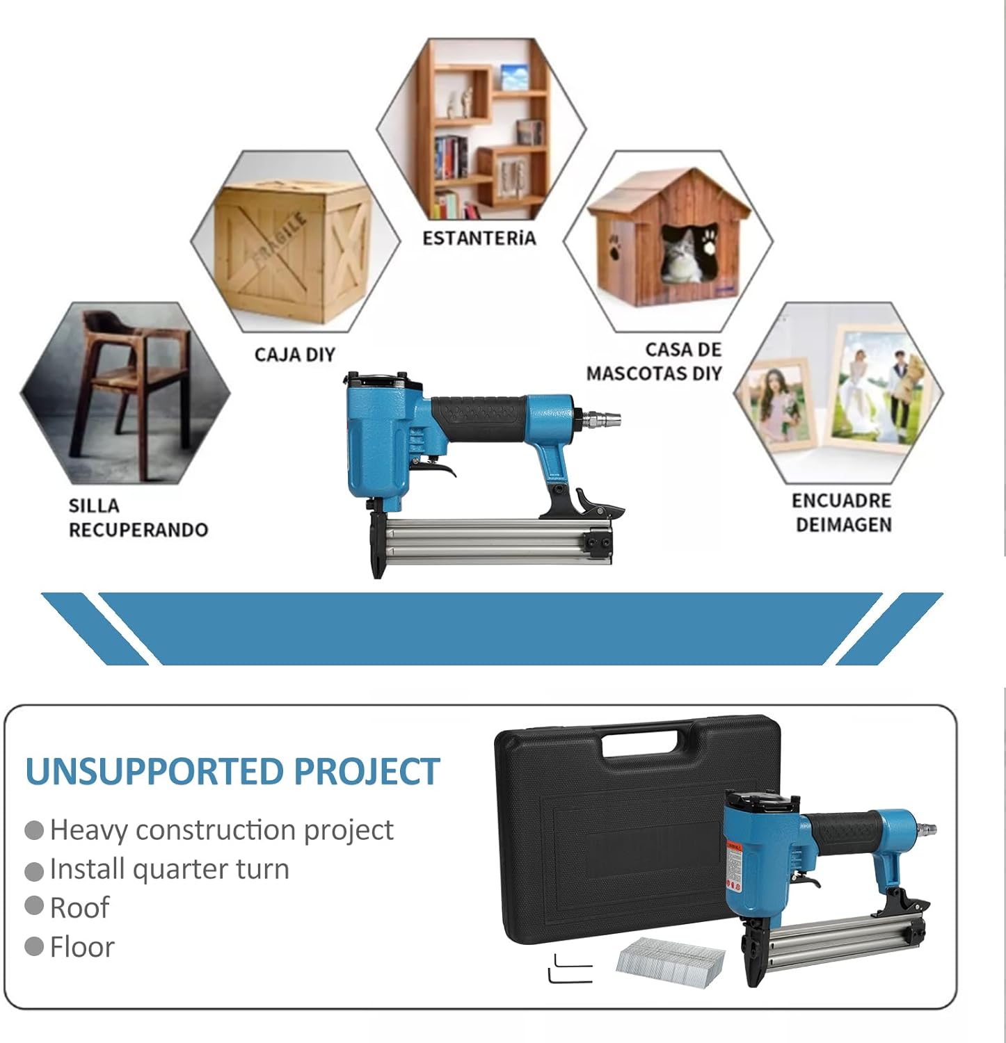 F30 18 Gauge Micro Pin Nailer 0.39 Inch to 1.18Inch Air Nailer Pneumatic Finishing Stapler Air Powered Nailing Hine for Woodworking Furniture Decoration with 5000Pcs Nails & Storge Box