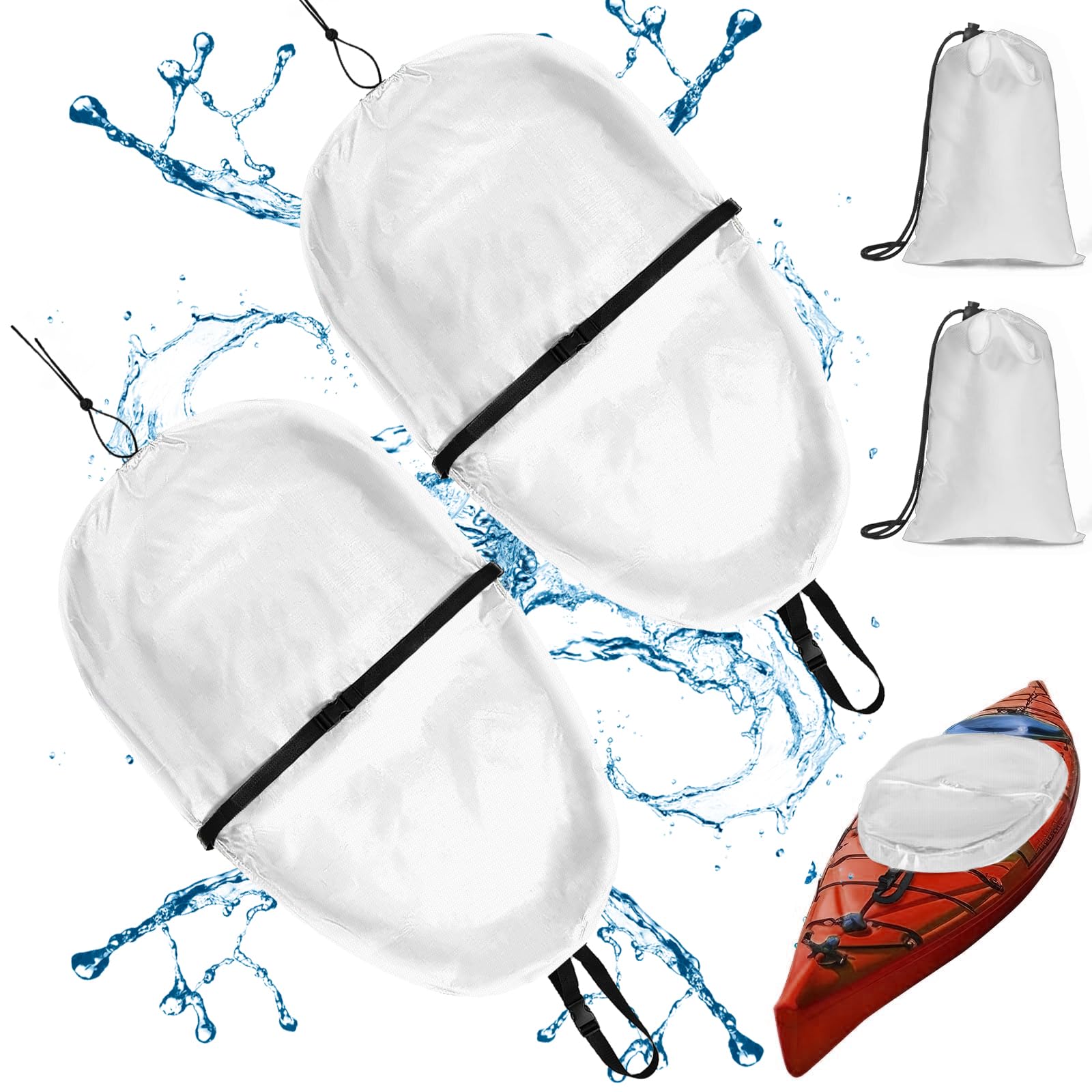MUUPEG2PCS Kayak Cockpit Cover with Adjustable Fixing Strap, Pelican Kayak Accessories 420D Oxford Waterproof Seat Cover, Kayak Canoe Cockpit