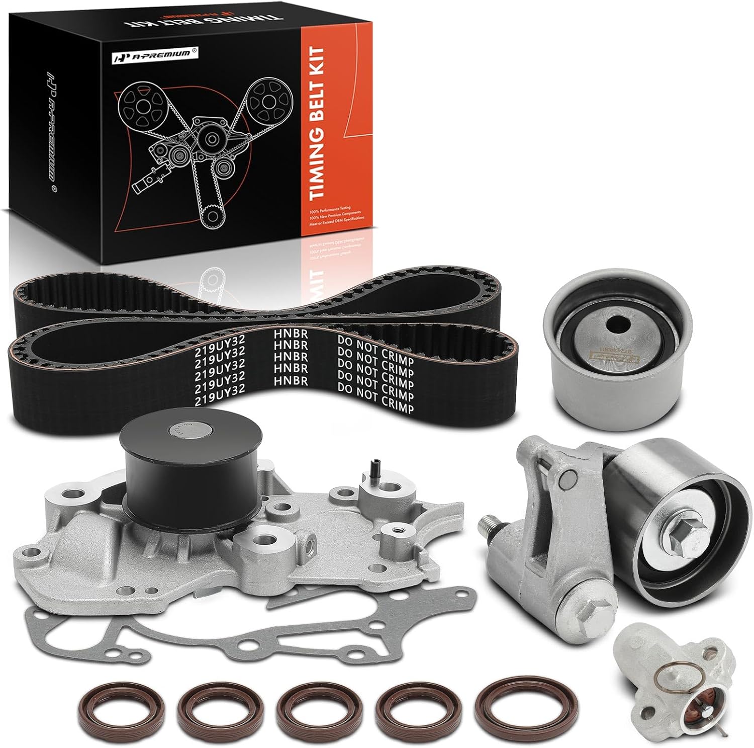 A-Premium Engine Timing Belt Kit with Water Pump Compatible with Kia & Hyundai Cars - Optima 2006-2009, Santa Fe 2007-2009, Rondo 2007-2012, Magentis 2007-2010 - 2.7L