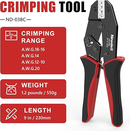 Miniatura 10 de Newdeli - Juego de 25 piezas de herramientas de prensado de bujías y 180 grados90 gradosrectos, terminales de bobina de bujía para engarzar y pelar