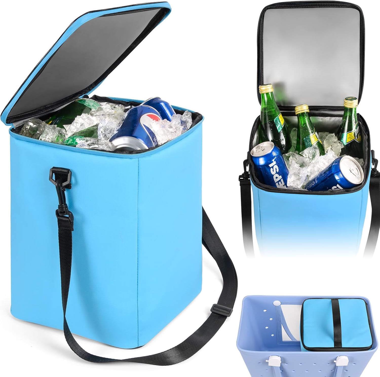 Cooler Insert for Bogg Bag XL Tote – Large Organizer Insert with Mesh Divider, Cup Holder & Waterproof Pouch — Beach, Camping, BBQ, Picnic